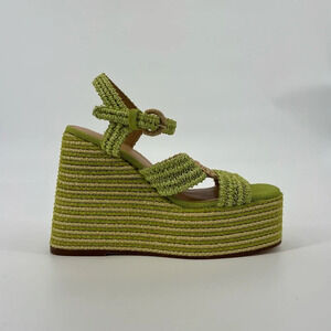 Castaner Fiodora Green Tropical Strappy Colorful Woven Wedges Heels 38